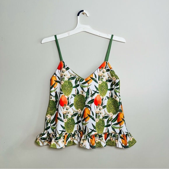 Carolina Pinilla Tops - Carolina Pinilla tropical print ruffled hem tank top